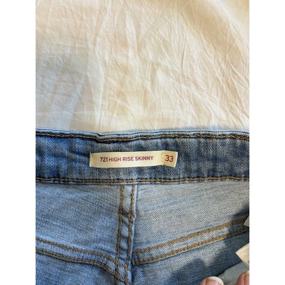 Levi's Women’s Plus Size 33 721 High Rise Skinny Jeans Light Distressed Grunge - Picture 7 of 9